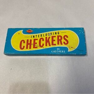 Vintage Antique Built Rite Interlocking Checkers 24 Pieces Game Toy 1960s 60s